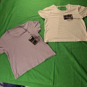 Performance Athletex 2pcs Short Sleeve Shirts Women's S White & Light Purple New